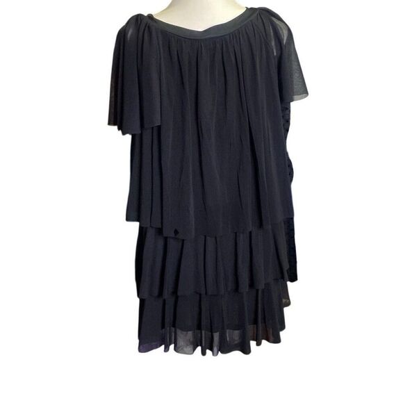 Seven7 Luxe Black Ruffle Tier Sleeveless Flutter Top Plus Size 18/20 - Picture 4 of 8